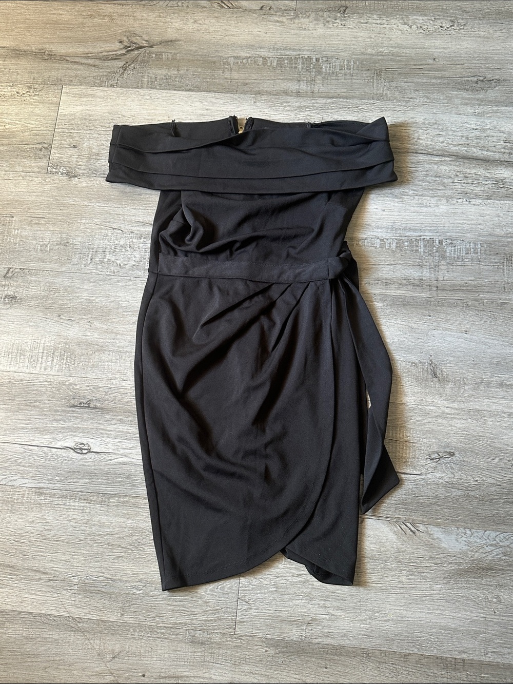 Strapless Black Draped Cocktail Dress